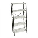 Βιβλιοθήκη Bimblem pakoworld λευκό μαρμάρου με μαύρο μέταλλο  60x30x150εκ