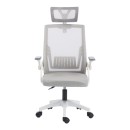 Καρέκλα γραφείου Plymot pakoworld λευκή - mesh γκρι 48x58x112-122εκ