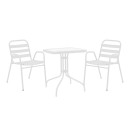 Τραπεζαρία Watson-Sussie pakoworld σετ 3τεμ μέταλλο λευκό- γυαλί 70x70x70εκ