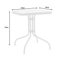 Τραπεζαρία Watson-Sussie pakoworld σετ 3τεμ μέταλλο λευκό- γυαλί 70x70x70εκ