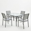 Τραπεζαρία Ensure-Confidence σετ 5τεμ pakoworld μέταλλο σε ανθρακί απόχρωση120x70x70εκ