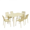 Τραπεζαρία Heven Vista pakoworld σετ 7τεμ σαμπανί αλουμίνιο 120x70x72εκ