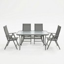 Τραπεζαρία Ensure Candor pakoworld σετ 5τεμ ανθρακί μέταλλο με γυαλί 120x70x70εκ