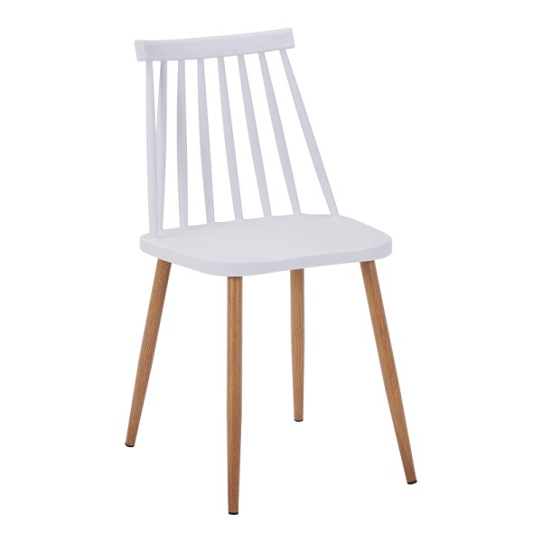 Καρέκλα Aurora pakoworld λευκό pp-φυσικό μεταλλικό πόδι 42x49.5x77εκ | Συσκευασία 4 τμχ