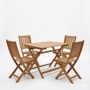 Τραπεζαρία Elijie-Jaybo pakoworld σετ 5τεμ πτυσσόμενο φυσικό μασίφ ξύλο ακακίας 100x65x72εκ