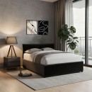 Κρεβάτι Dellia pakoworld με αποθηκευτικό χώρο pu μαύρο 120x200εκ