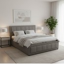 Κρεβάτι Huga pakoworld με αποθηκευτικό χώρο ύφασμα γκρι 160x200εκ