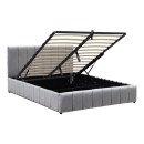 Κρεβάτι Snuggle pakoworld με αποθηκευτικό χώρο βελούδο γκρι 160x200εκ