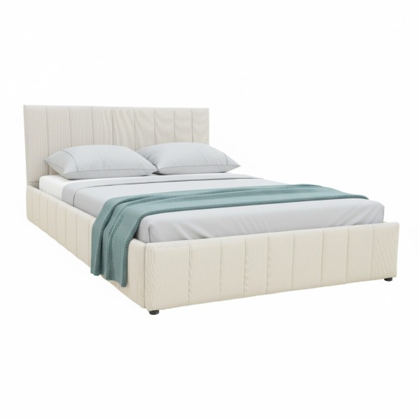 Κρεβάτι Snuggle pakoworld με αποθηκευτικό χώρο ύφασμα μπεζ 160x200εκ