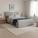 Κρεβάτι Snuggle pakoworld με αποθηκευτικό χώρο ύφασμα γκρι 160x200εκ