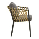 Πολυθρόνα Peluxe pakoworld αλουμίνιο ανθρακί-pe σχοινί φυσικό-μαξιλάρια γκρι 54x62x84εκ