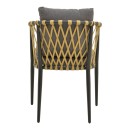 Πολυθρόνα Peluxe pakoworld αλουμίνιο ανθρακί-pe σχοινί φυσικό-μαξιλάρια γκρι 54x62x84εκ