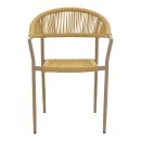 Πολυθρόνα Ammos pakoworld στοιβαζόμενη αλουμίνιο μόκα-pe σχοινί σε φυσική απόχρωση 56x61,5x82εκ