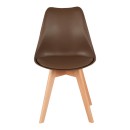 Καρέκλα Gaston pakoworld PP-PU καφέ απόχρωση- φυσικό πόδι 43x51x75εκ