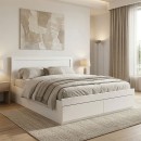 Κρεβάτι Olympus pakoworld με συρτάρι σε λευκή απόχρωση 160x200εκ