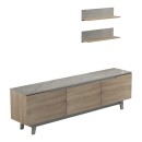 Σύνθετο σαλονιού Kasia pakoworld μπεζ μαρμάρου-sonoma 180x35x48.5εκ