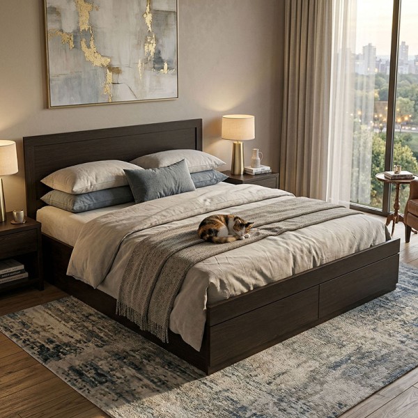 Κρεβάτι Olympus pakoworld με συρτάρι σε wenge απόχρωση 150x200εκ