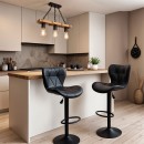 Σκαμπό μπαρ Coozy pakoworld πτυσσόμενο μεταλλικό μαύρο ματ με pu χρώμα μαύρο | Συσκευασία 2 τμχ