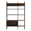 Βιβλιοθήκη Rhombo pakoworld καρυδί-μαύρο 120x35x180εκ