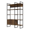 Βιβλιοθήκη Rhombo pakoworld καρυδί-μαύρο 120x35x180εκ