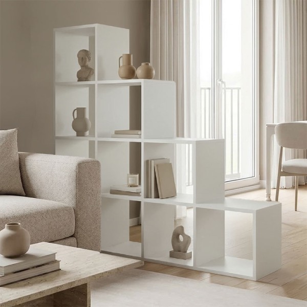 Βιβλιοθήκη Scala pakoworld λευκό 129.5x29x129.5εκ