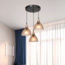 Φωτιστικό οροφής τρίφωτο Orazio pakoworld Ε27 μελί-μαύρο Φ40x80εκ