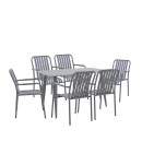 Τραπεζαρία Heven Vista pakoworld σετ 7τεμ ανθρακί αλουμίνιο 120x70x72εκ