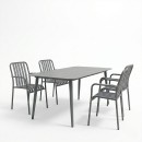 Τραπεζαρία Heven Vista pakoworld σετ 5τεμ ανθρακί αλουμίνιο 150x80x72εκ