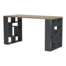 Γραφείο με ραφιέρα Labirent  pakoworld ανθρακί-sonoma 140x60x75εκ