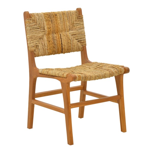 Καρέκλα Refane pakoworld σκελετός teak ξύλο με ψάθα σε φυσική απόχρωση 50x58x85εκ