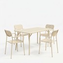 Τραπεζαρία Moraja Deraby pakoworld σετ 5τεμ κρεμ μέταλλο 140x80x72εκ