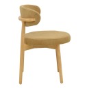 Καρέκλα Luben pakoworld ύφασμα καφέ - rubberwood σε φυσική απόχρωση 53x54x79εκ | Συσκευασία 2 τμχ