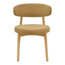 Καρέκλα Luben pakoworld ύφασμα καφέ - rubberwood σε φυσική απόχρωση 53x54x79εκ | Συσκευασία 2 τμχ