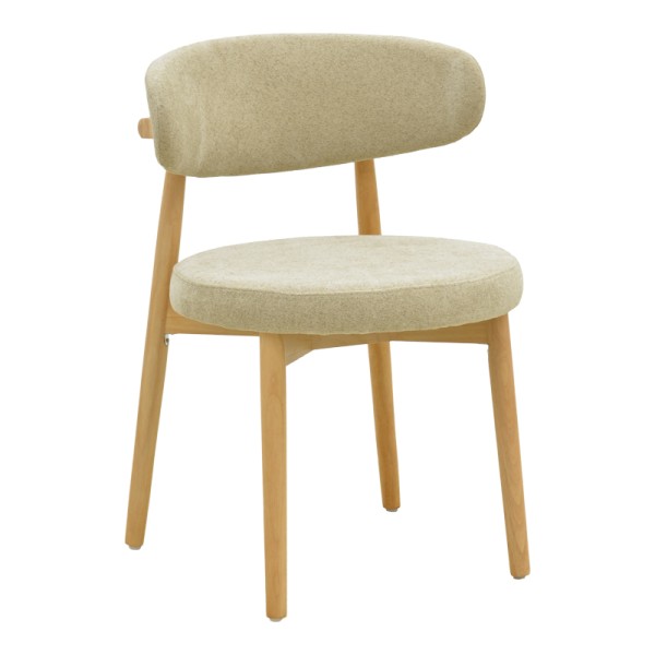 Καρέκλα Luben pakoworld ύφασμα γκρι - rubberwood σε φυσική απόχρωση 53x54x79εκ | Συσκευασία 2 τμχ