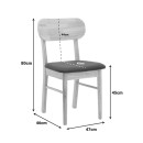 Καρέκλα Bedona pakoworld rubberwood σε φυσική απόχρωση με μαύρο pu μαξιλάρι 47x46x80εκ | Συσκευασία 2 τμχ