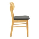 Καρέκλα Bedona pakoworld rubberwood σε φυσική απόχρωση με μαύρο pu μαξιλάρι 47x46x80εκ | Συσκευασία 2 τμχ