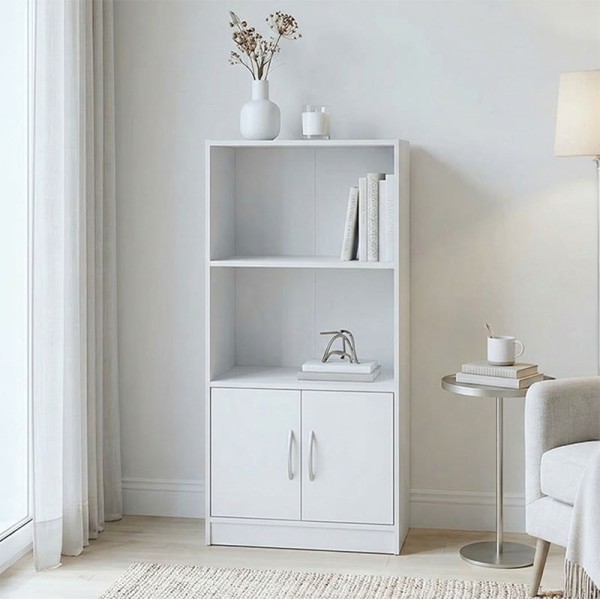 Βιβλιοθήκη Tekaro pakoworld λευκή 60x30x120εκ