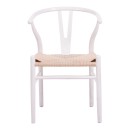 Καρέκλα Wishbone pakoworld rubberwood-σχοινί σε λευκή απόχρωση 53.5x57x74εκ