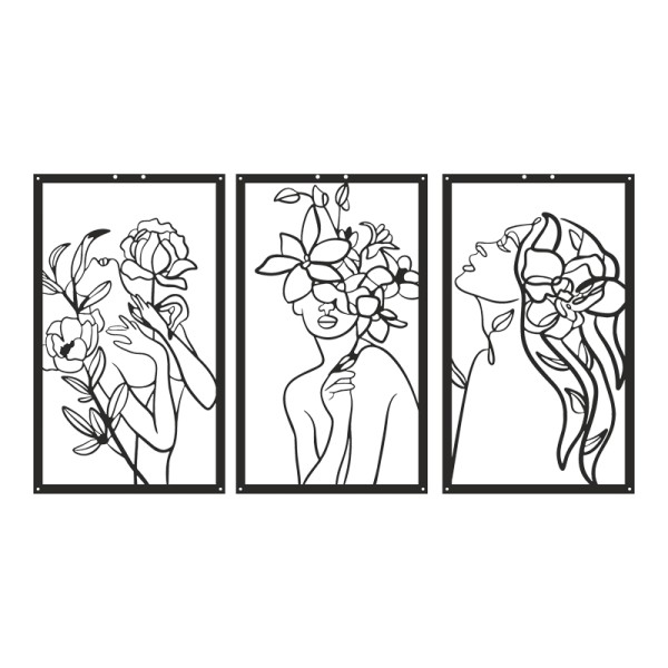 Διακοσμητικό τοίχου Witho pakooworld σετ 3τεμ μαύρο μεταλλικό 30x0,15x50εκ