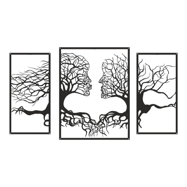 Διακοσμητικό τοίχου Connecto pakooworld σετ 3τεμ μαύρο μεταλλικό