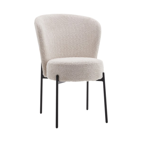 Καρέκλα Houlian pakoworld εκρού ύφασμα-πόδι μαύρο μέταλλο 44x66x89εκ | Συσκευασία 2 τμχ