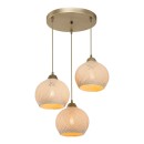 Φωτιστικό οροφής τρίφωτο PWL-1121 pakoworld Ε27 κρεμ-χρυσό Φ40x75εκ