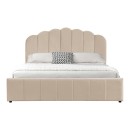 Κρεβάτι Tatiana pakoworld βελούδο μπεζ με αποθηκευτικό χώρο 160x200εκ