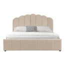 Κρεβάτι Tatiana pakoworld βελούδο μπεζ με αποθηκευτικό χώρο 120x200εκ