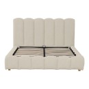 Κρεβάτι Nuvem pakoworld μπουκλέ υφασμα μπεζ με αποθηκευτικό χώρο 160x200εκ