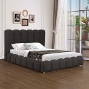 Κρεβάτι Nuvem pakoworld μπουκλέ υφασμα ανθρακί με αποθηκευτικό χώρο 160x200εκ