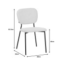 Καρέκλα Cathair pakoworld μπουκλέ ύφασμα σε γκρι απόχρωση με μαύρα μεταλλικά πόδια 48x53x82εκ | Συσκευασία 4 τμχ