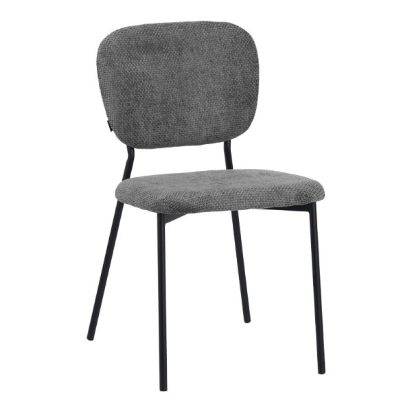 Καρέκλα Cathair pakoworld μπουκλέ ύφασμα σε γκρι απόχρωση με μαύρα μεταλλικά πόδια 48x53x82εκ | Συσκευασία 4 τμχ