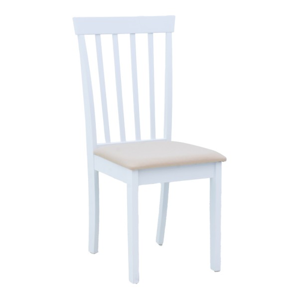 Καρέκλα Houston pakoworld rubberwood σε λευκή απόχρωση 40x49x94εκ | Συσκευασία 2 τμχ