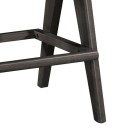 Σκαμπό bar Winslow pakoworld ξύλο rubberwood μαύρο-pvc rattan φυσικό-ύφασμα γκρι 44.5x46x98εκ | Συσκευασία 2 τμχ